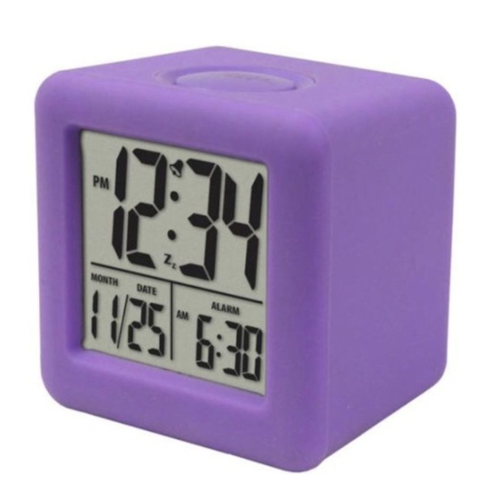 LCD Cube Alarm Clock Purple